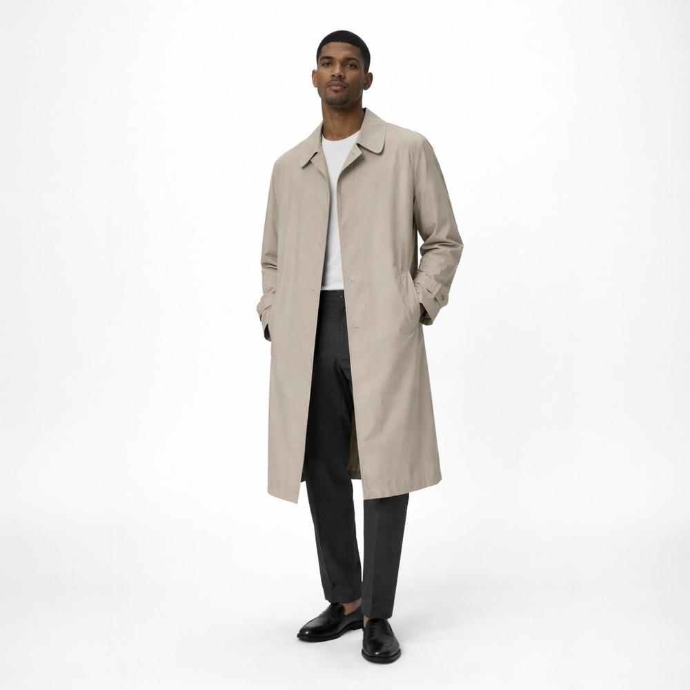 London Towne Mens Trench Coat 44 Long Tan Vintage Removable‎ Liner